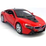 Kinsmart Lisanslı Bmw I8 Çek Bırak 5inch 1:36 Ölçekli Kırmızı Oyuncak Araba Detaylı İç Kabin