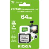 Kioxia 64GB Exceria High Endurance G2 Micro SDXC V30 A1 4K 100MB/50MB/sn Hafıza Kartı - SD Adaptörlü (LMHE2G064GG2)