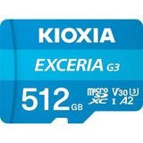 KIOXIA EXCERIA G3 512GB microSDXC Hafıza Kartı, UHS-I U3 V30 A2, 160MB/s’ye Kadar Okuma Hızı, 4K Video Kayıt Desteği, SD Adaptörlü