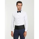 Kip Beyaz Düz Slim Fit Duble Manşet Ata Yaka Smokin Gömlek - 40