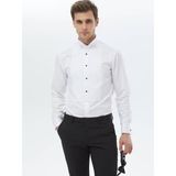 Kip Beyaz Düz Slim Fit Duble Manşet Ata Yaka Smokin Gömlek - 41