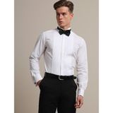 Kip Beyaz Düz Slim Fit Duble Manşet Ata Yaka Smokin Gömlek - 43