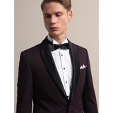 Kip Bordo Slim Fit Şal Yaka Dokuma Smokin Takım Elbise - 52 - 6 Drop