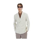 Kip Çizgili Keten Karışımlı Blazer Ceket, 58, 10154679, bej, Erkek