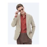 Kip Erkek Blazer Ceketi, Vizon Kareli, Modern Fit, Yün Karışımlı, 46 Beden