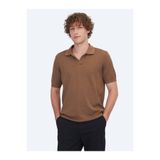 Kip Erkek Polo Yaka T-shirt, Kahverengi Çizgili,%100 Pamuk, M Beden