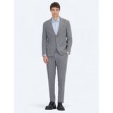 Kip Gri Çizgili Modern Fit Takım Elbise - 6 Drop - 56