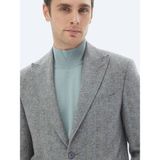 Kip Gri Çizgili Modern Fit Yün Karışımlı Takım Elbise - 46