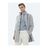 Kip Gri Regular Fit Casual Dokuma Palto, Erkek, 54 Beden