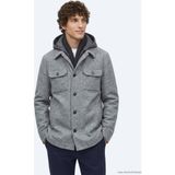 Kip Gri Regular Fit Kapüşonlu Smart Casual Dokuma Mont - XL