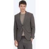 Kip Kahverengi Çizgili Modern Fit Yün Karışımlı Takım Elbise - 6 Drop - 50