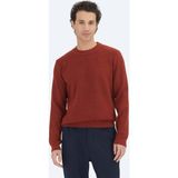 Kip Kiremit Bisiklet Yaka Jakarlı Triko Kazak - 3XL