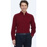 Kip Kırmızı Çizgili Regular Fit Dokuma Kadife Casual %100 Pamuk Gömlek - 3XL