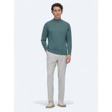 Kip Koyu Mint Yarım Balıkçı Yaka Jakarlı Yün Karışımlı Triko Kazak - 3XL