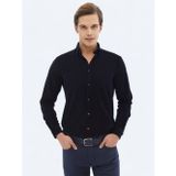 Kip Lacivert Fitilli Regular Fit Dokuma Kadife Casual %100 Pamuk Gömlek
