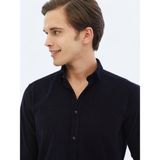 Kip Lacivert Fitilli Regular Fit Uzun Dokuma Kadife Casual %100 Pamuk Gömlek - 38