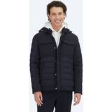 Kip Lacivert Regular Fit Kapüşonlu Casual Dokuma Mont - XL