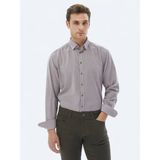 Kip Lila Fitilli Regular Fit Uzun Dokuma Kadife Casual %100 Pamuk Gömlek - 40