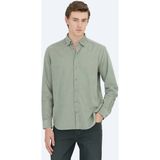 Kip Mint Çizgili Regular Fit Dokuma Kadife Casual %100 Pamuk Gömlek