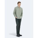 Kip Mint Çizgili Regular Fit Uzun Dokuma Kadife Casual %100 Pamuk Gömlek - 3XL
