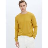 Kip Sarı Bisiklet Yaka Düz Örgü Pamuk Karışımlı Triko Kazak - 2XL