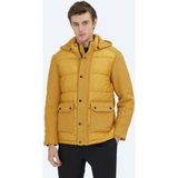 Kip Sarı Regular Fit Kapüşonlu Casual Dokuma Mont