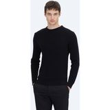 Kip Siyah Bisiklet Yaka Jakarlı Triko Kazak - XL