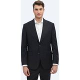Kip Siyah Çizgili Modern Fit Yün Karışımlı Takım Elbise - 46 - 6 Drop