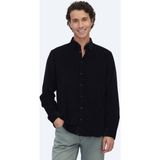 Kip Siyah Çizgili Regular Fit Dokuma Kadife Casual %100 Pamuk Gömlek - XL