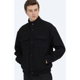 Kip Siyah Comfort Fit Dik Yaka Casual Dokuma Mont - 2XL