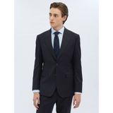 Kip Siyah Desenli Modern Fit Yün Karışımlı Takım Elbise - 48 - 6 Drop