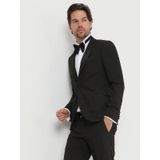 Kip Siyah Desenli Slim Fit Kruvaze Yaka Dokuma Smokin Takım Elbise 001 siyah