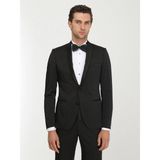 Kip Siyah Desenli Slim Fit Şal Yaka Dokuma Smokin Takım Elbise