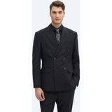 Kip Siyah Düz Modern Fit Yün Karışımlı Takım Elbise - 56 - 6 Drop