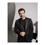 Kip Siyah Düz Slim Fit Çıkarılabilir Kruvaze Yaka Dokuma Smokin Takım Elbise
