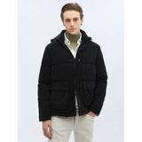 Kip Siyah Regular Fit Kapüşonlu Casual Dokuma Mont - 2XL