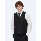 Kip Siyah Slim Fit Klasik Dokuma Yelek