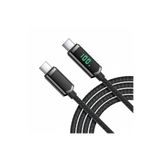 Kipgsm 100W Hızlı Sarj Destekli Hasır Örgülü Dijital Led Göstergeli 1.2 Metre Fiber TYP-C Şarj Kablosu
