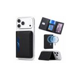 Kipgsm Magsafe kartlık Cüzdan 5 Kart Kapasiteli Katlanabilir Deri Dikiş Görünümlü Standlı Manyetik Kart Tutucu (iPhone & Samsung Uyumlu)