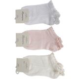Kıpırık Baby 3 Adet Kız Çocuk Desenli Fiyonk Detaylı Patik Çorap - Pembe - 3 - 4 Yaş