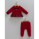 Kıpırık Baby Kıpırık Babyyılbaşı Temalı Kız Bebek-Çocuk Kadife 2'li Takım ve Şapka - 9 - 12 Ay - Kırmızı