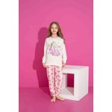 Kıpırık Baby Kız Çocuk Desenli Uzun Kollu Pijama Takımı - Krem - 3 Yaş