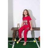 Kıpırık Baby Kız Çocuk Mini Desenli Kırmızı Pijama Takımı - 7 - 8 Yaş
