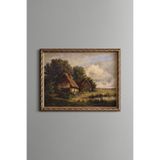 Kır Kulübesi – Vintage Desenli Çerçeve – İnce Model, Altın2, 15 x 21