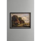 Kır Kulübesi – Vintage Desenli Çerçeve – İnce Model, Gümüş, 15 x 21