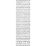 Kira Makinede Yıkanabilir Tribal Geometrik Yolluk Halı, 2' 6" X 12', Gri