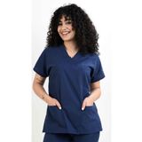 Kıraç Uniform Doktor, Hemşire Forması Gece Mavi Likralı Tek Üst Forma, Scrubs