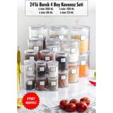 Kiraz Çiçeği Butik 24'lü Barok Yuvarlak 4 Boy Kavanoz Seti & Saklama Kabı & Erzak Kabı (6*2000 Ml, 6*1000 Ml, 6*500 Ml, 6*250 Ml)