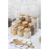 Kiraz Çiçeği Butik 9 Lu Set Bambu Kapaklı Cam Kavanoz & Erzak Saklama Kabı 3 x (1.3 Lt 0.80 Lt 0.50 Lt ( Vakum Kapak )