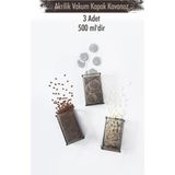 Kiraz Çiçeği Butik Akrilik Füme Şeker Kahve Çay Kavanozu 500 ml (Vakum Kapak )